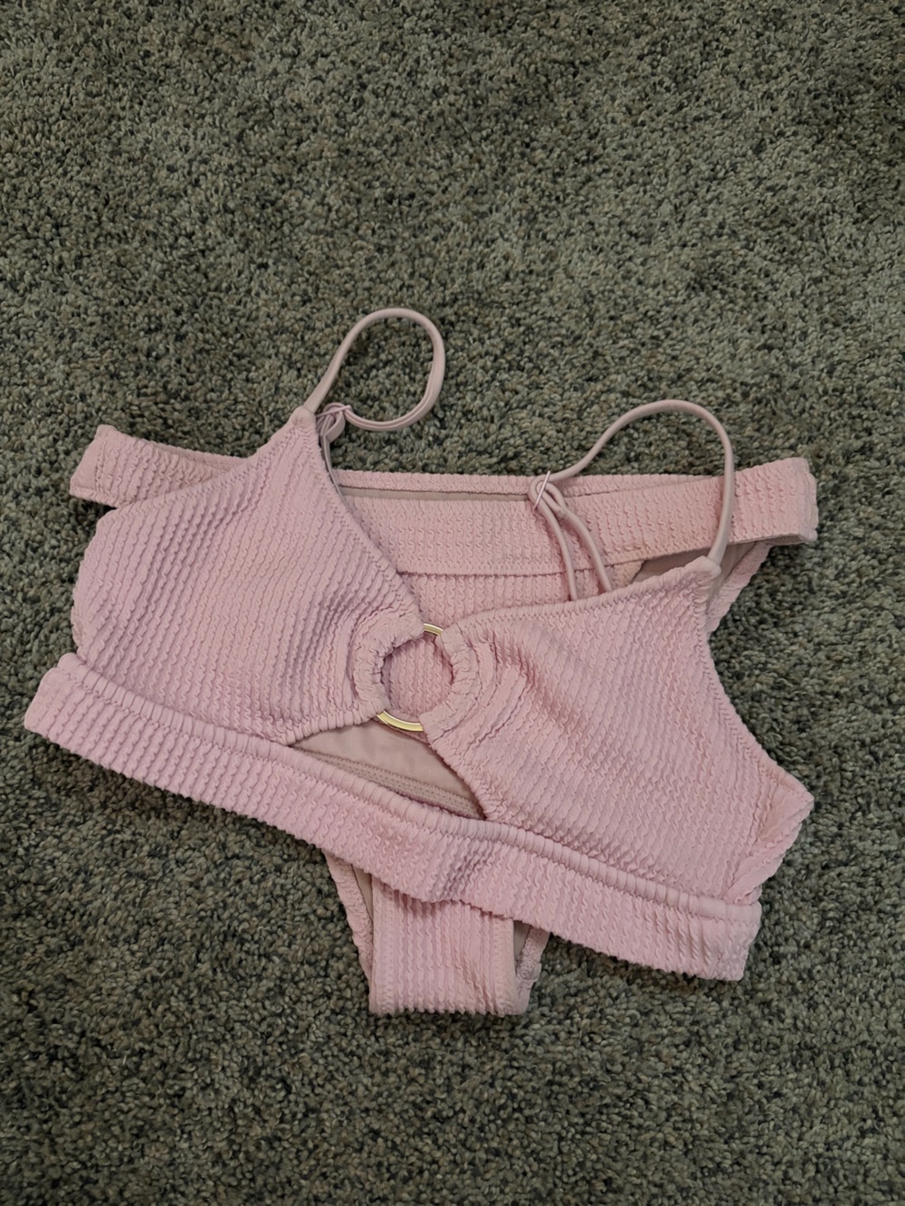 aerie Pink Textured Ring-Accent Bikini Set